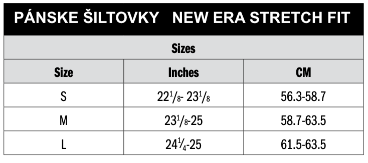 caps New Era_H-D size chart